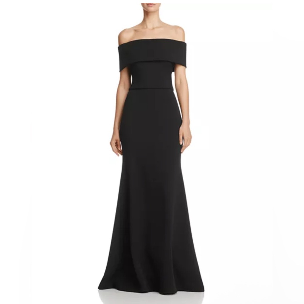 AQUA Off-the-Shoulder Scuba Gown (Exclusive)